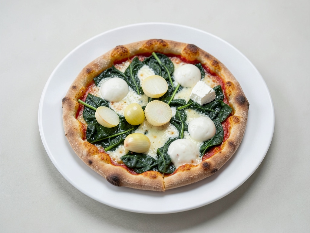 Pizza croccante agli spinaci e feta