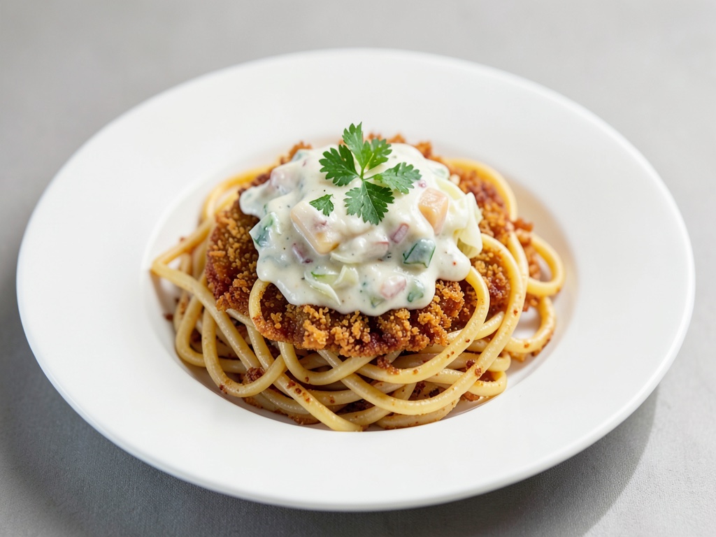 Pasta croccante con Cabanossi e salsa cremosa di cavolo cappuccio