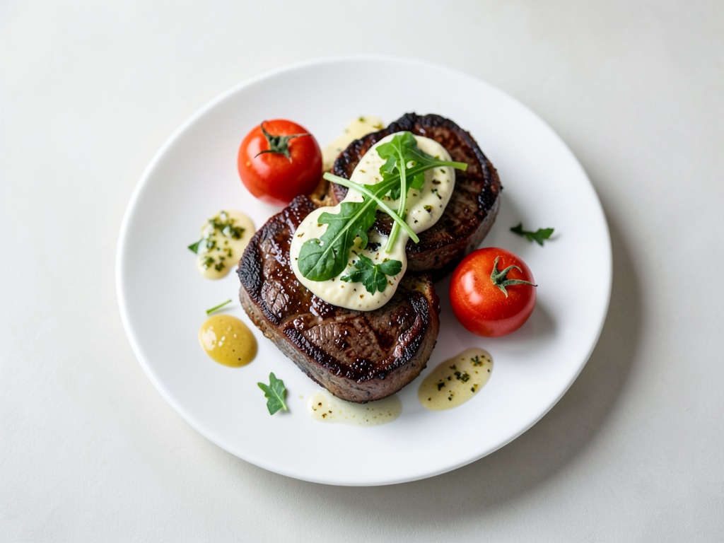 Succo sandwich di bistecca con maionese cremosa al rucola