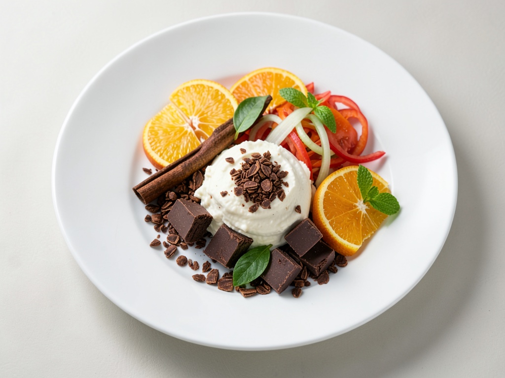 Stracciatella-Creme mit Orangensalat