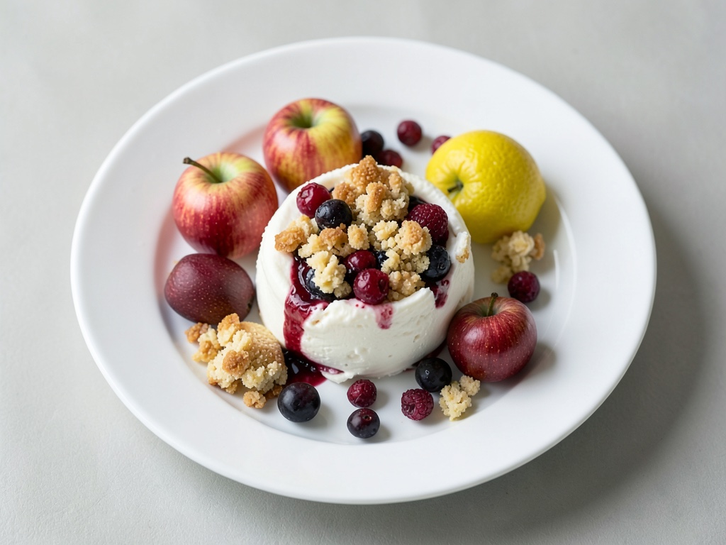 Knusprige Streusel-Äpfel mit Marzipan-Cranberry-Füllung und Vanilleeis
