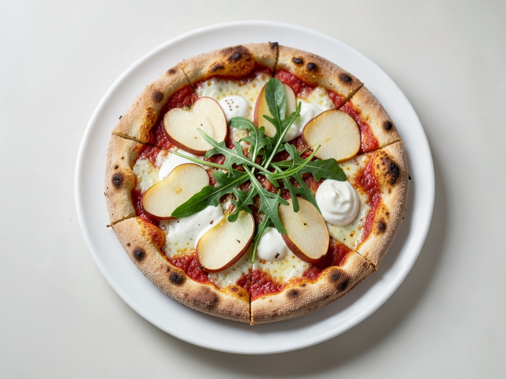 Pizza dolce-salata con pera e rucola