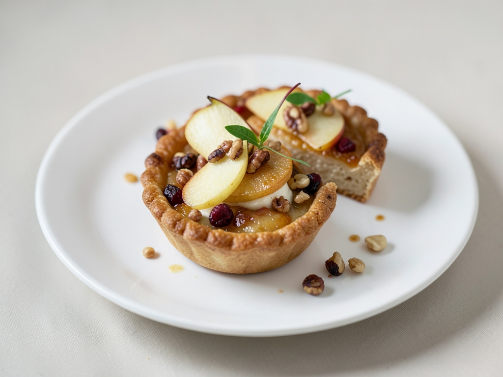 Süße Blätterteig-Törtchen mit Birne und Nuss