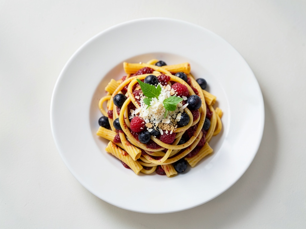 Süße Nudeln mit Beeren