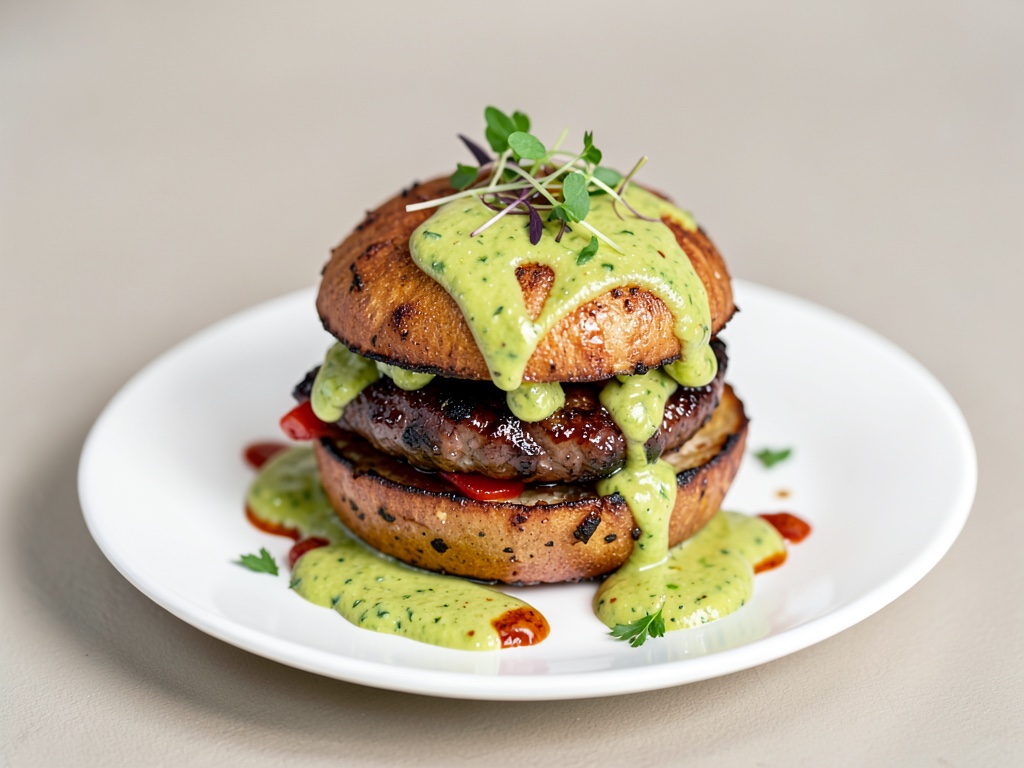 Hamburger di patata dolce con salsa all'avocado