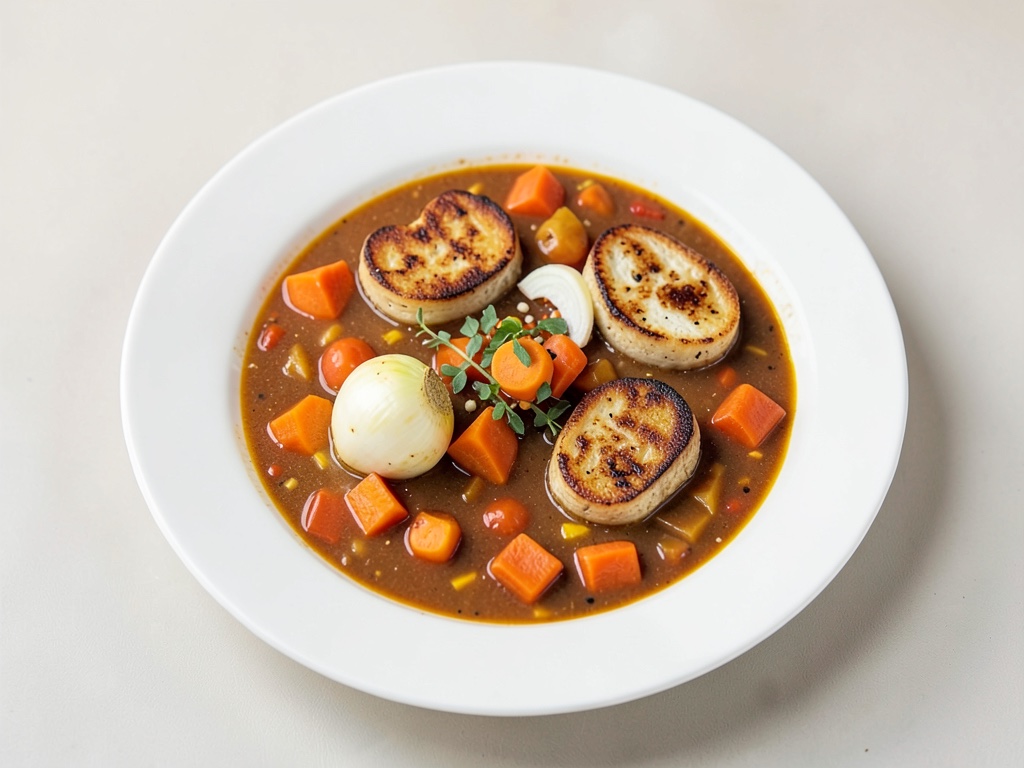 Sopa de boniato y zanahoria con medallones de queso de cabra fritos