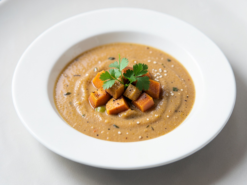 Sopa cremosa de boniato y coco