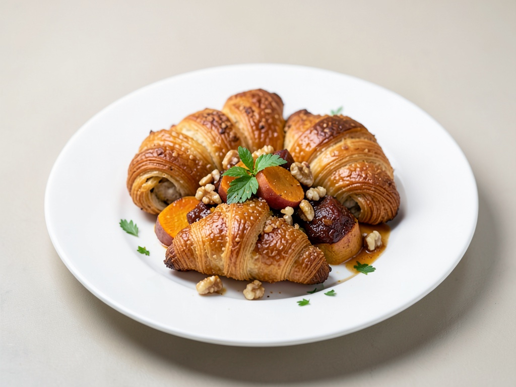 Croissants crujientes con boniato y nuez