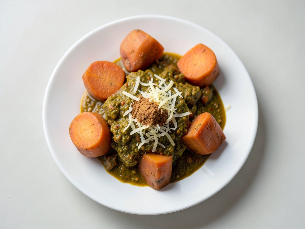 Curry di patata dolce e citronella con topping di arancia e cocco