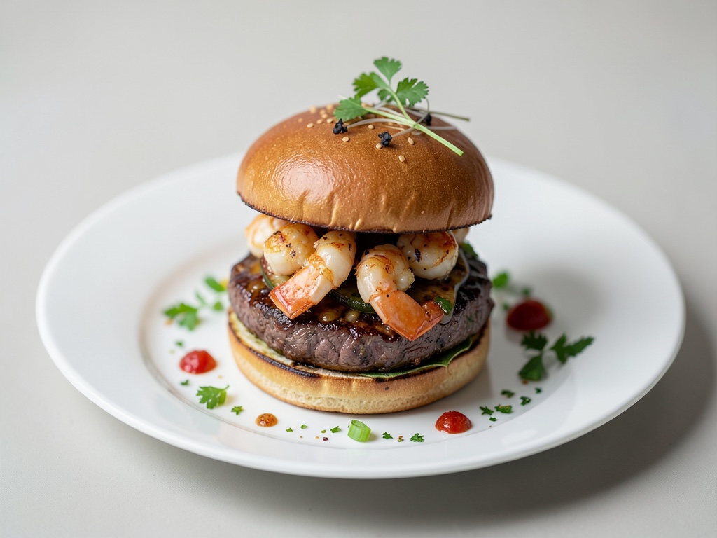 Burger di lusso con manzo e gamberi