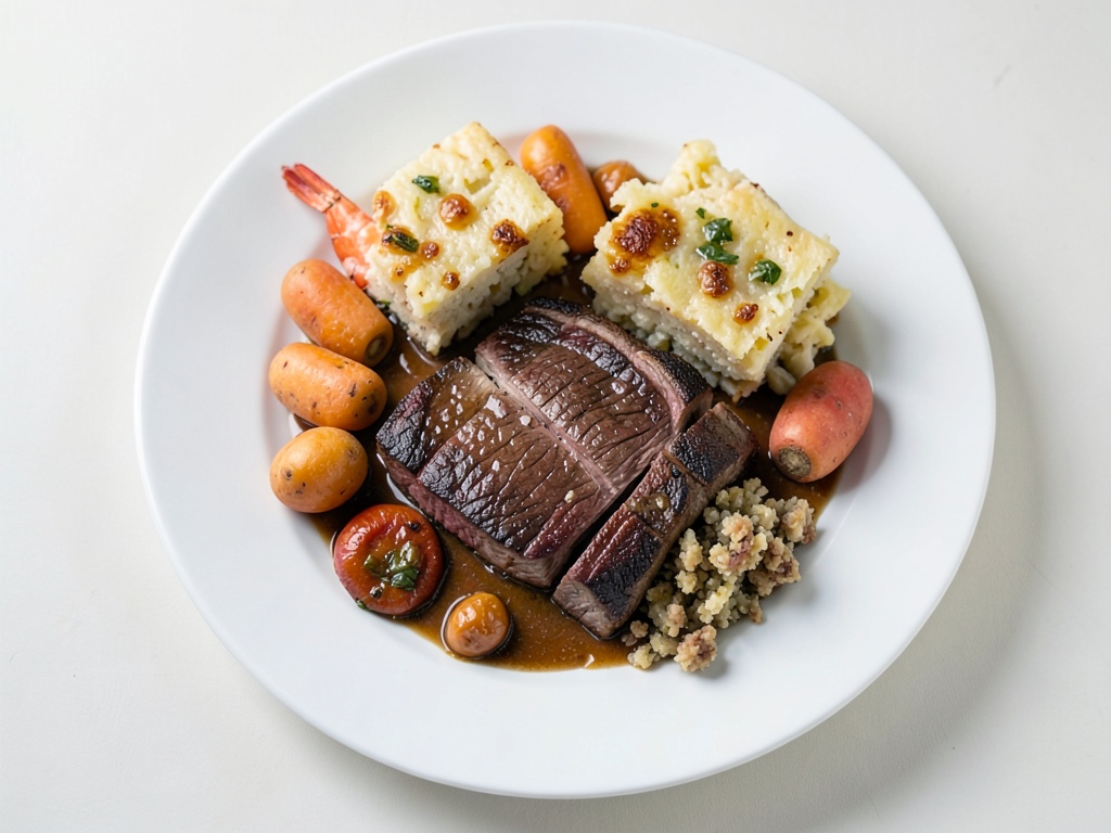 Surf & Turf: Bistec di struzzo con gamberi e verdure