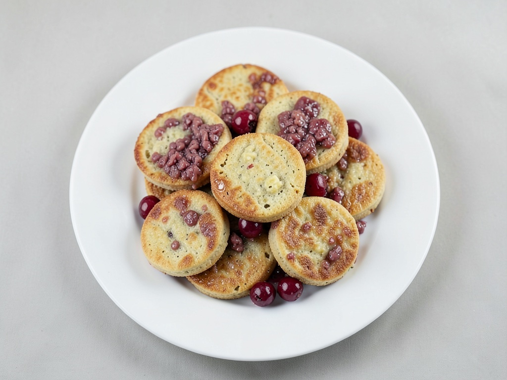Syrniki mit Schmand und Preiselbeeren