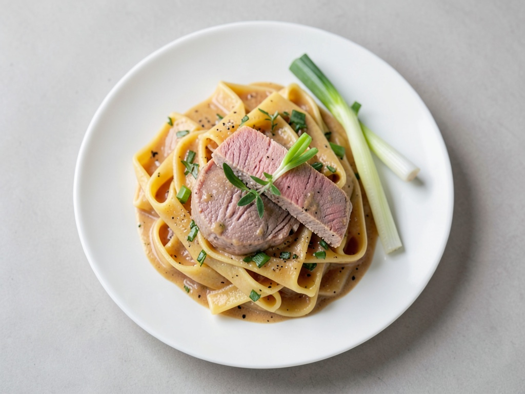 Tagliatelles en sauce crémeuse au saumon et aux oignons nouveaux