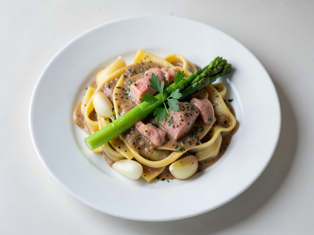 Tagliatelle à la sauce asperges et saumon fumé