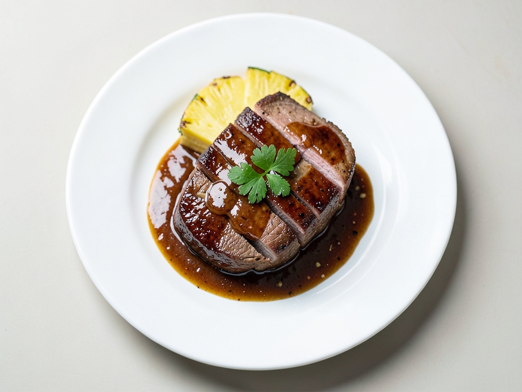 Filetto di manzo teriyaki con ananas alla griglia