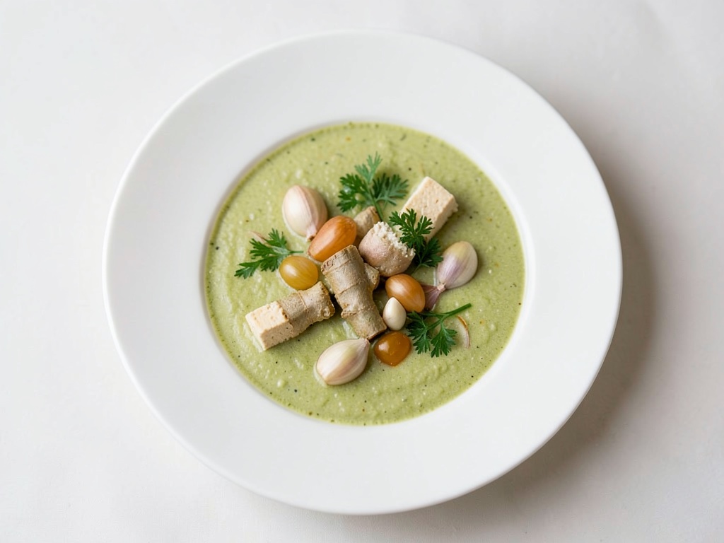 Sopa tailandesa de coco con tofu