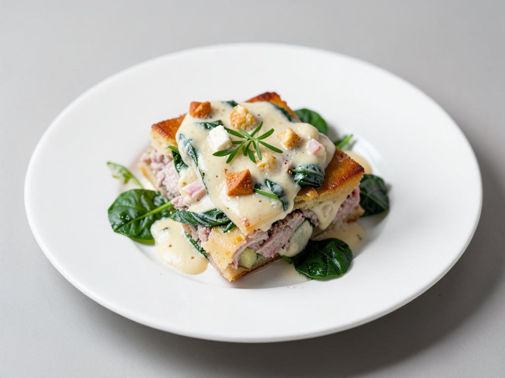Cremosa gratin di tonno e feta con spinaci