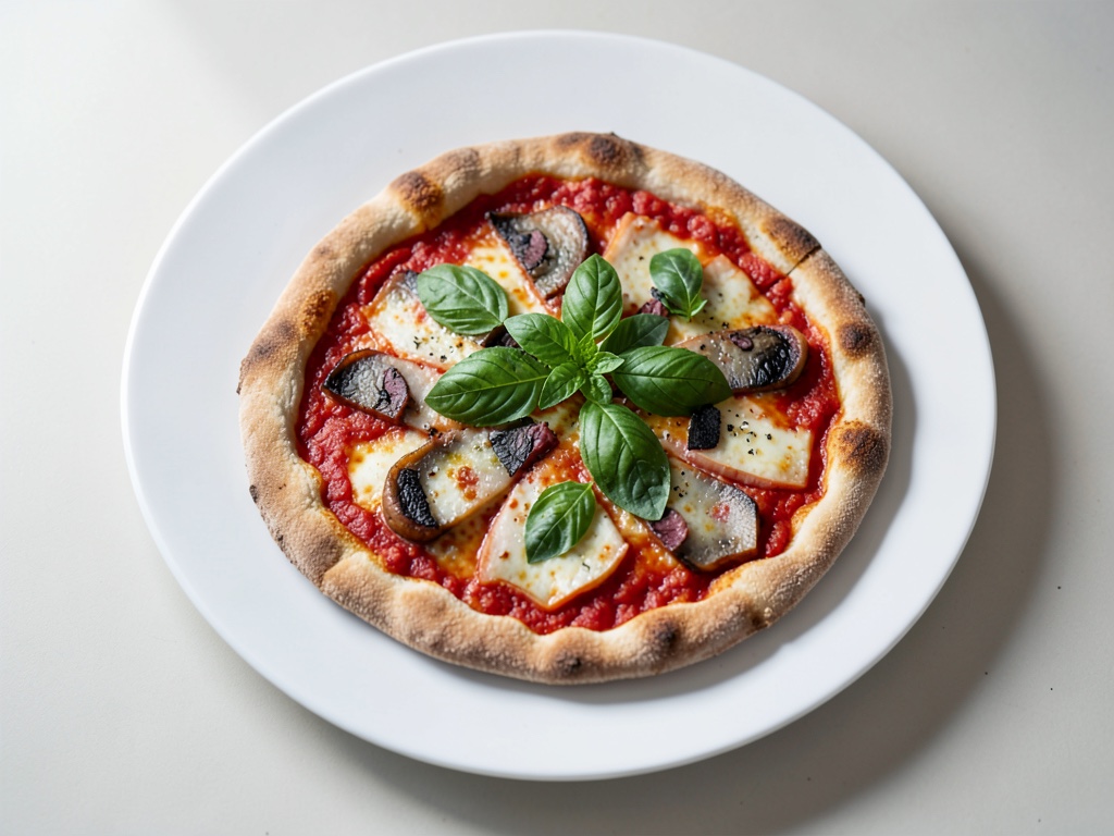 Pizza al tonno con basilico fresco