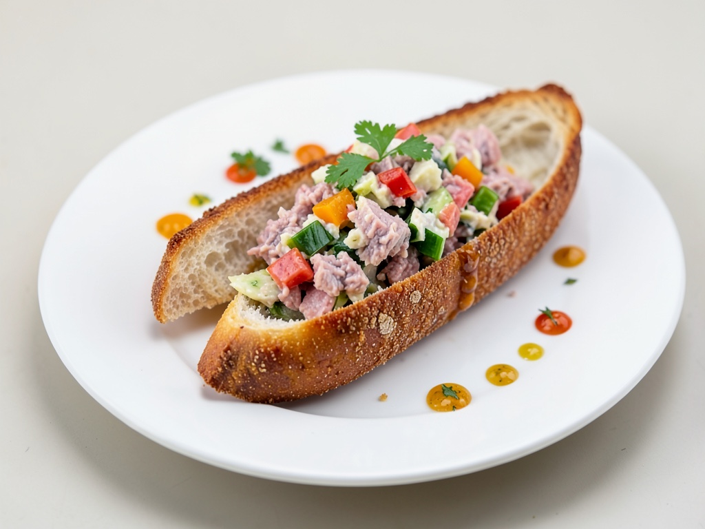 Baguette crujiente con ensalada de atún mexicana