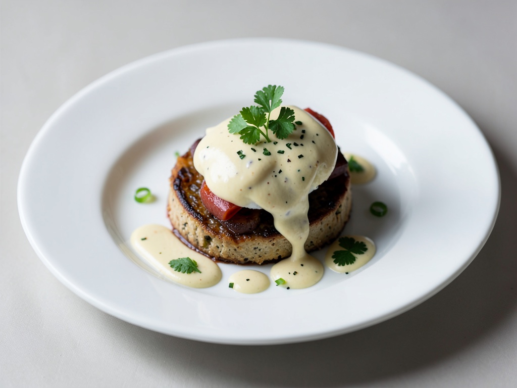 Tofu Benedict vegano con salsa holandesa cremosa