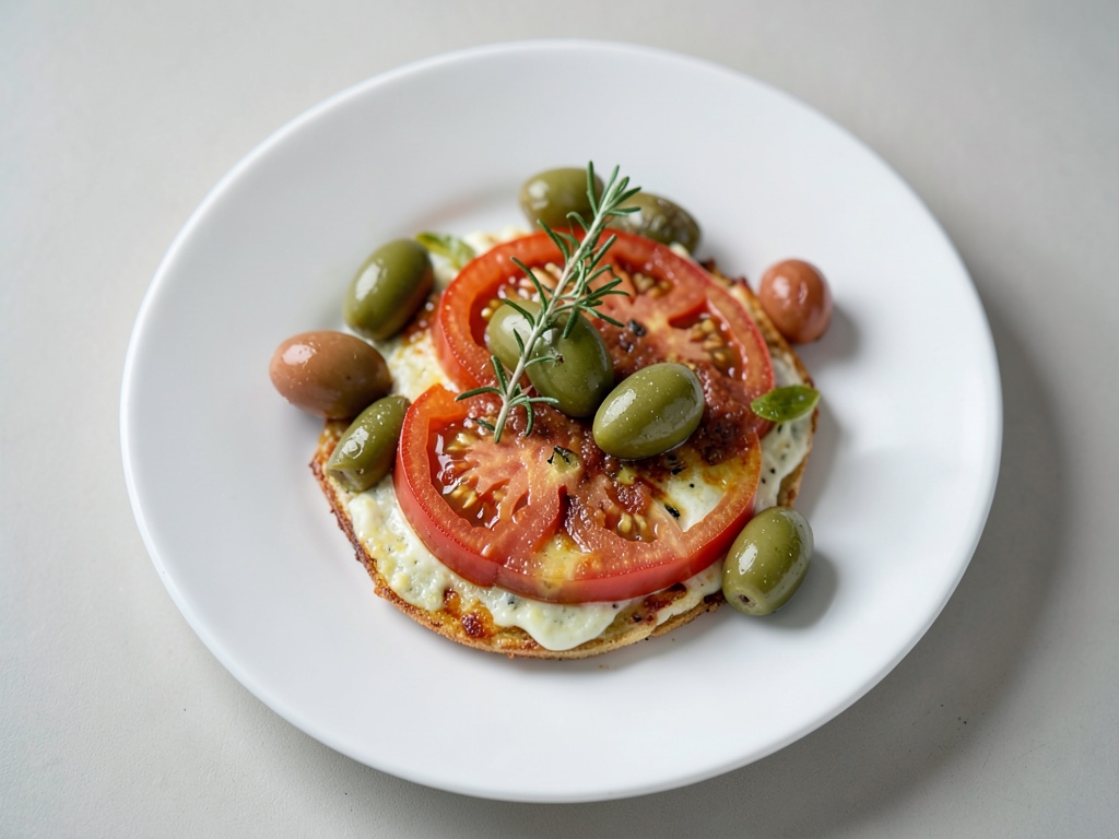 Tortilla de tomate con aceitunas verdes