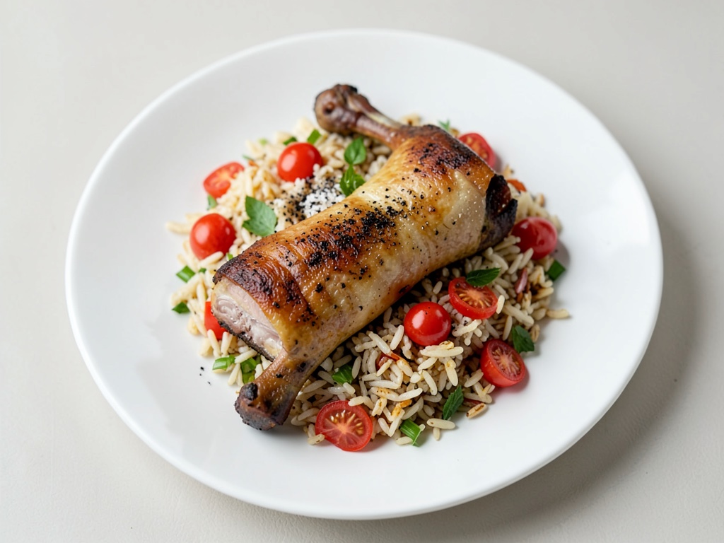 Cosce di pollo con riso ai pomodori