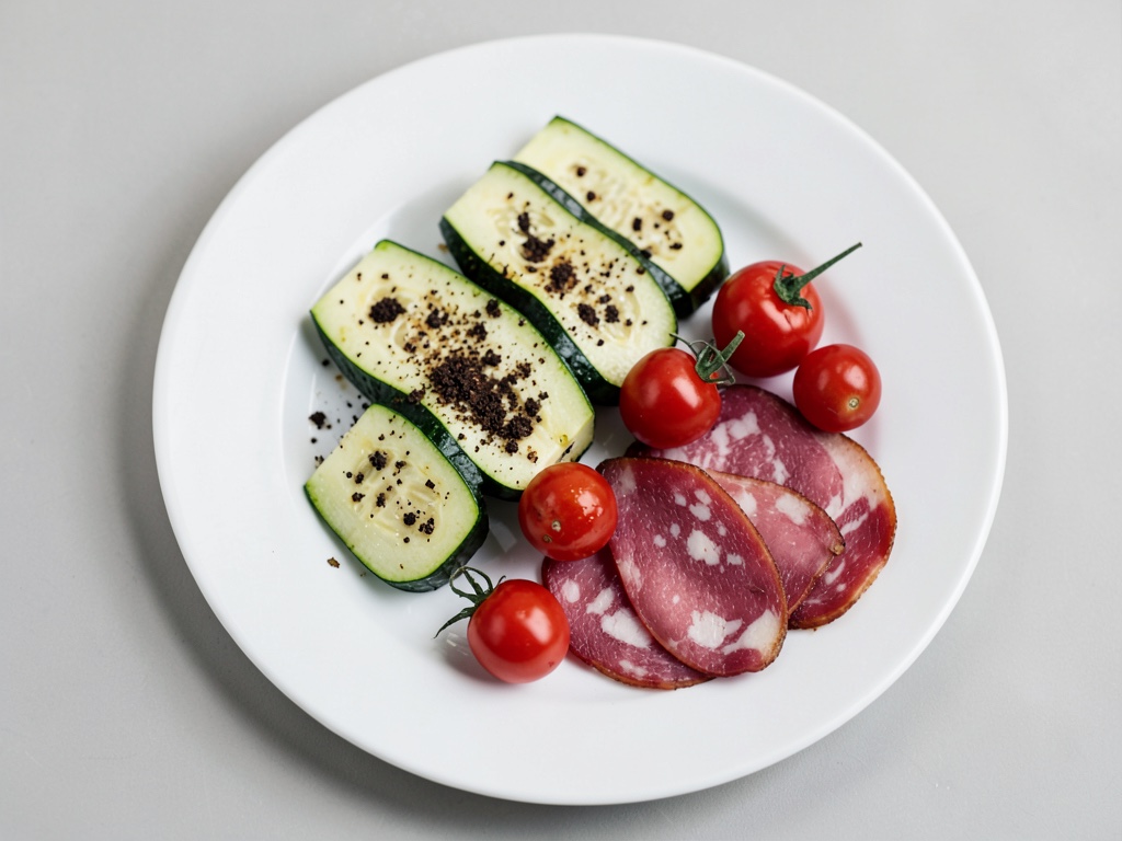 Brochetas de calabacín y tomate con jamón