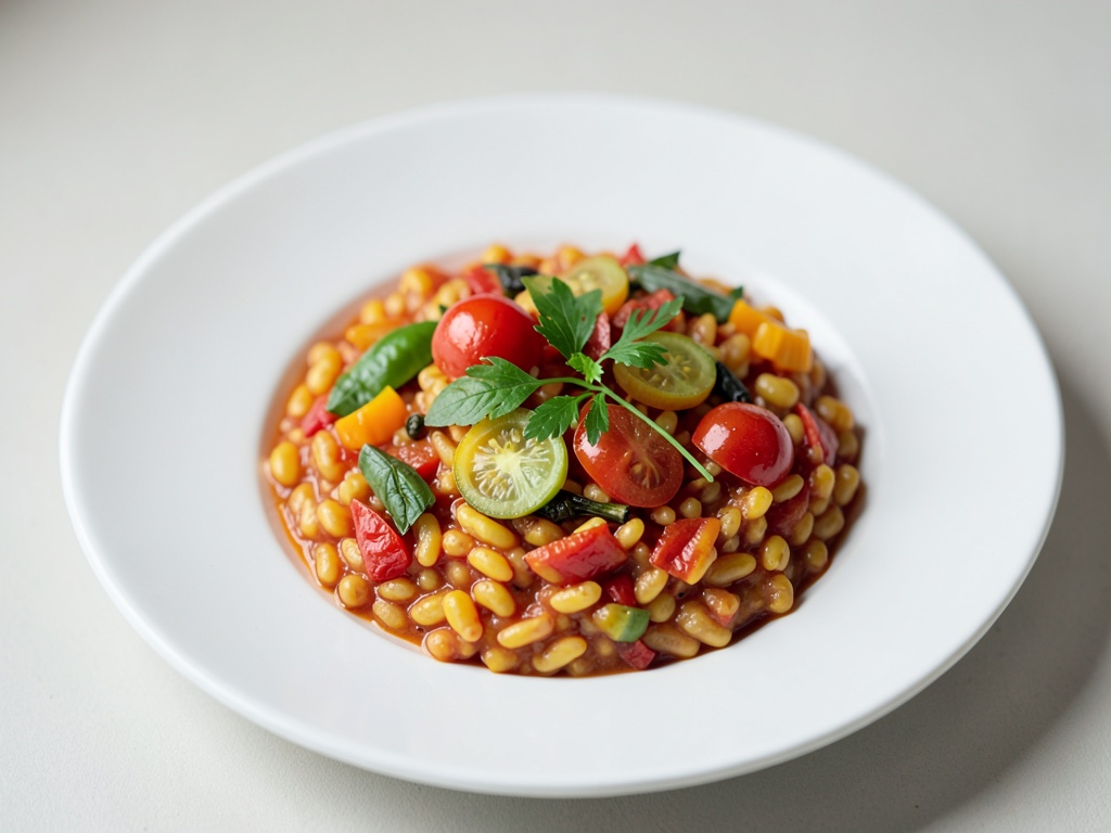 Risotto al pomodoro con verdure grigliate del Mediterraneo