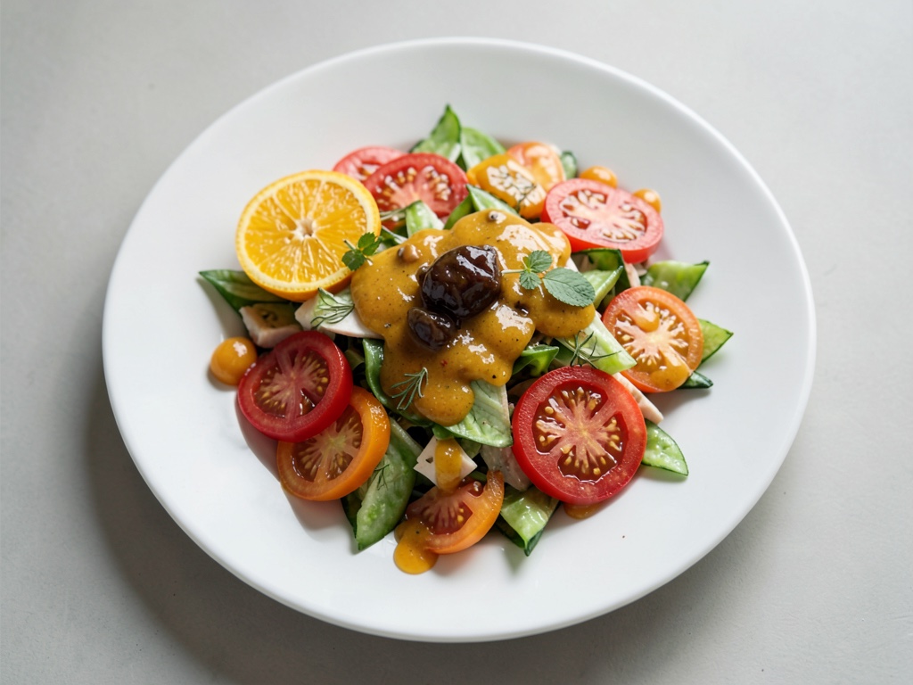 Ensalada de tomate con aderezo de naranja