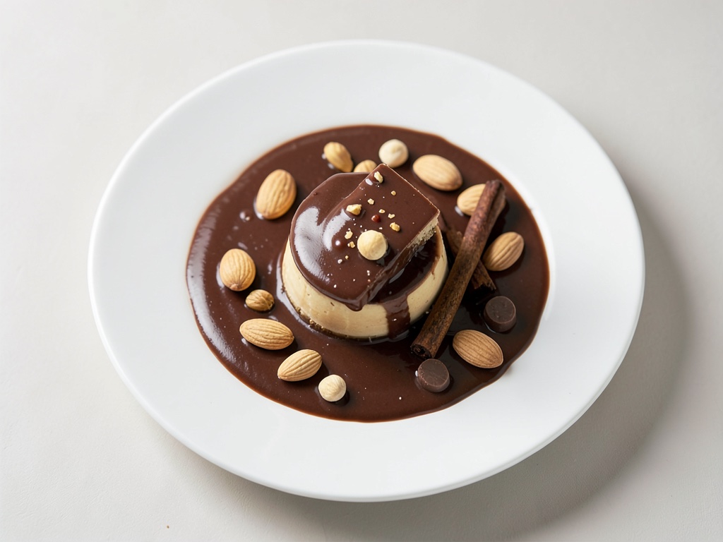 Torrone-Eis mit warmer Schoko-Soße