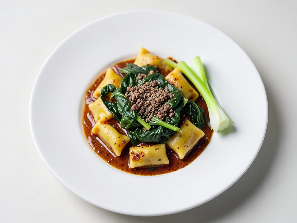 Knuspriger Speck-Tortellini mit cremiger Spinatsauce
