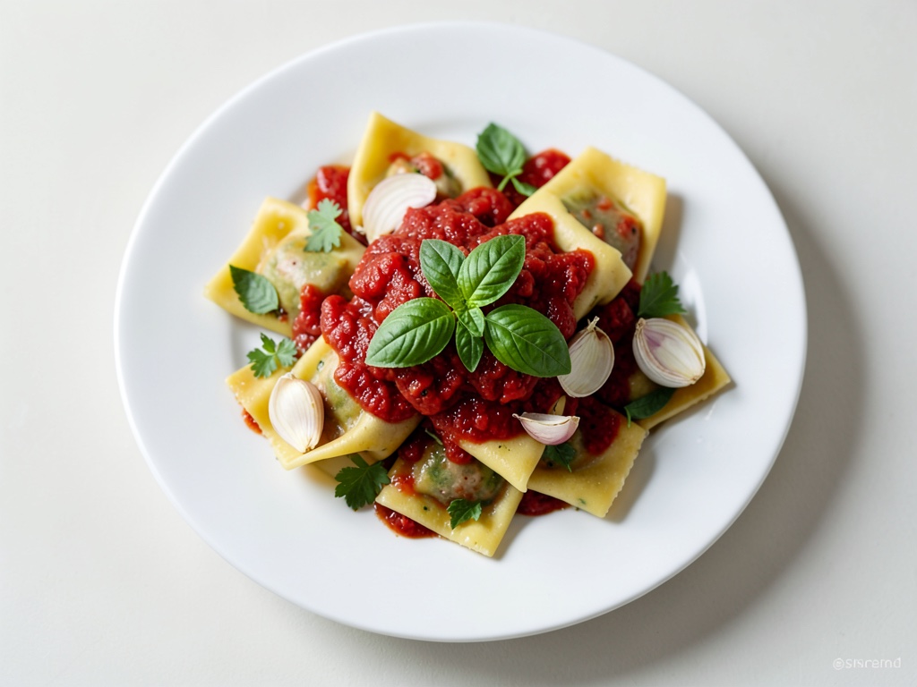 Caprese-Tortelloni in frischer Tomatensoße mit Basilikum