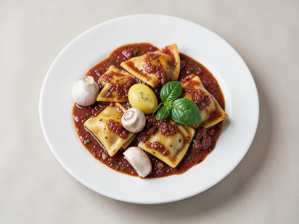 Tortelloni con salsa cremosa di funghi e spinaci