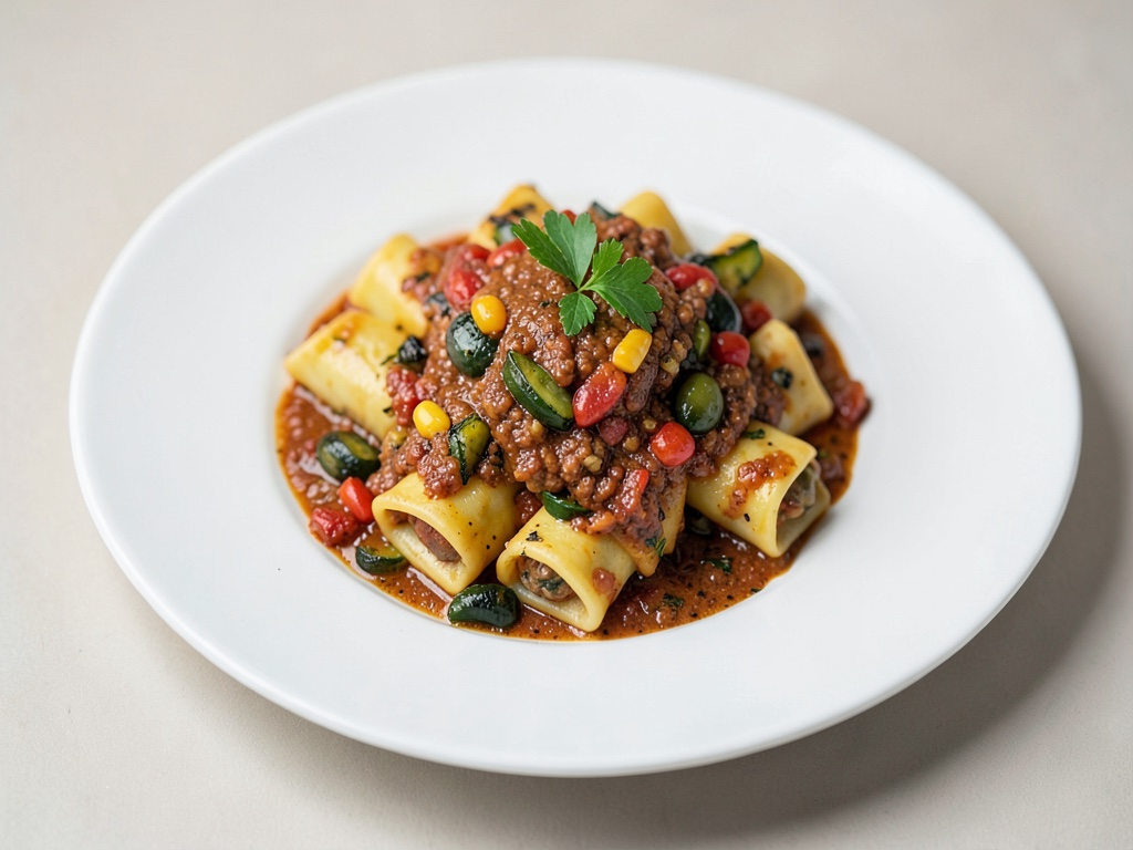 Salsa di peperoni con verdure al forno e tortelloni