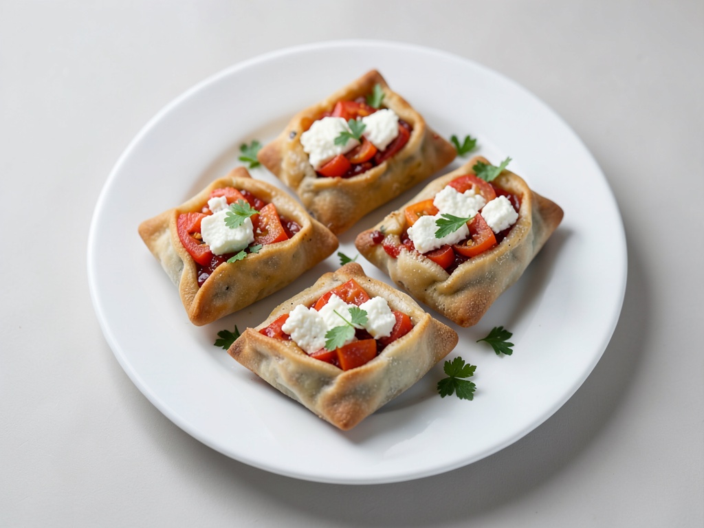 Bolsas de masa turcas con queso feta y pimiento