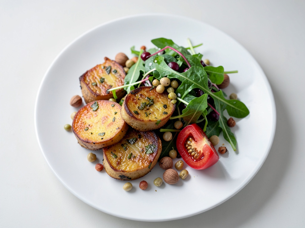 Patate dolci al forno ripiene di ceci e rucola