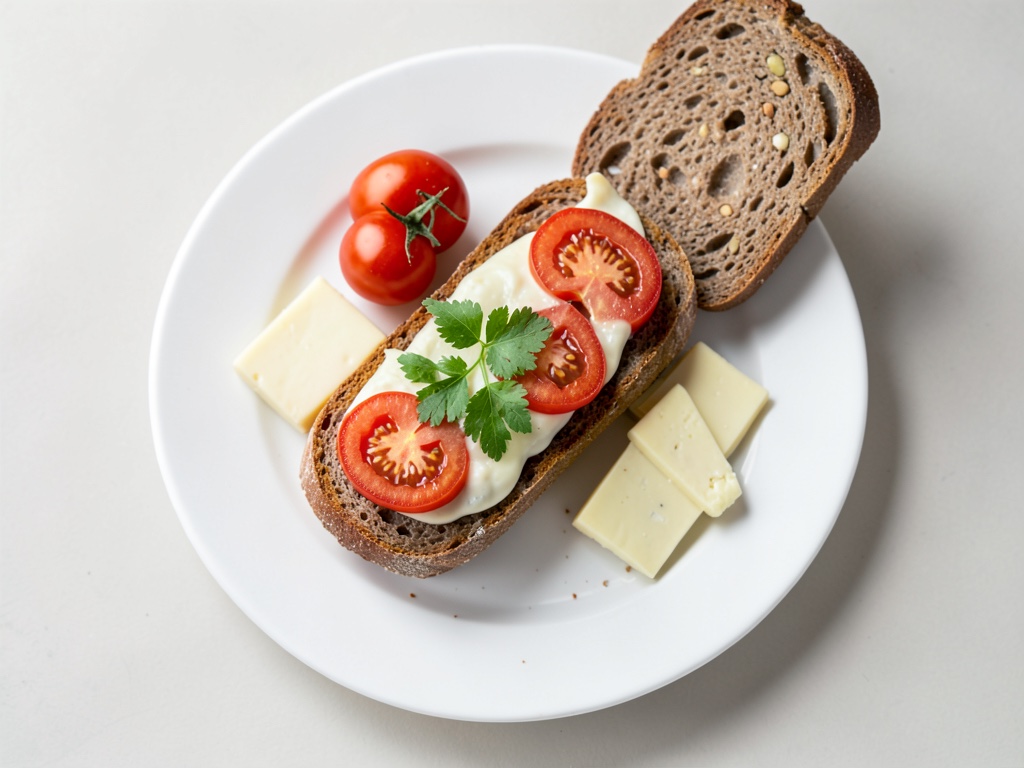 Bocadillo gratinado de queso con tomate