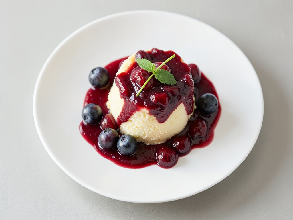 Vanillepudding mit Erdbeer-Rhabarber-Kompott