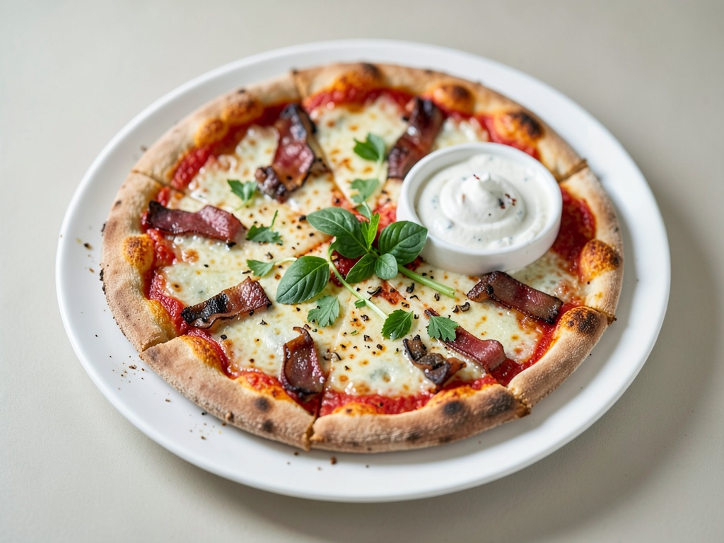 Pizza BBQ vegana con crema di yogurt di soia