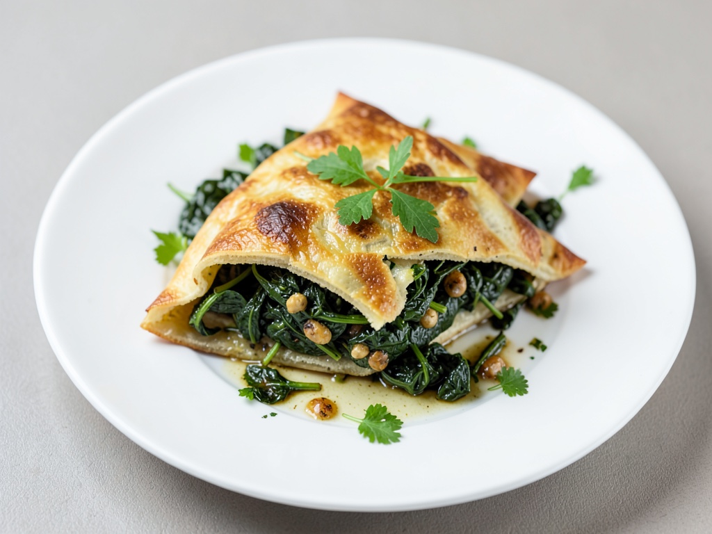 Börek vegano con spinaci e formaggio grattugiato