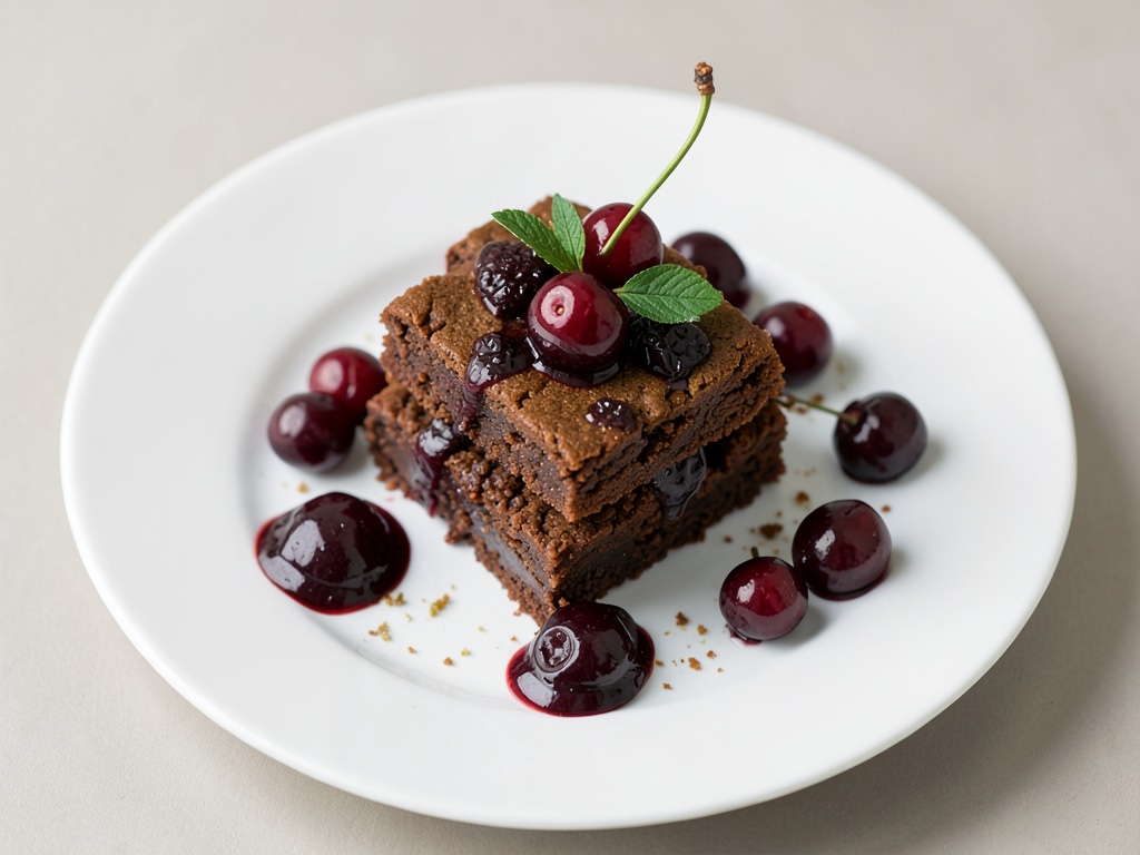 Vegane Brownies mit Glühweinkirschen