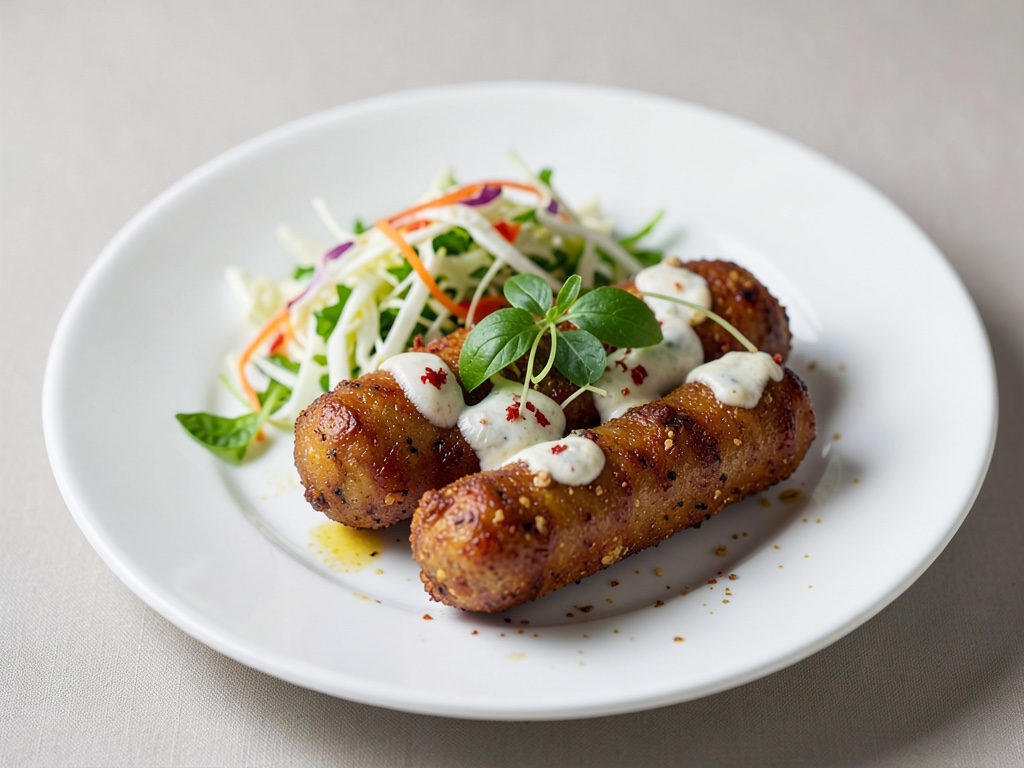 Vegani corn dog con insalata di cavolo fresco