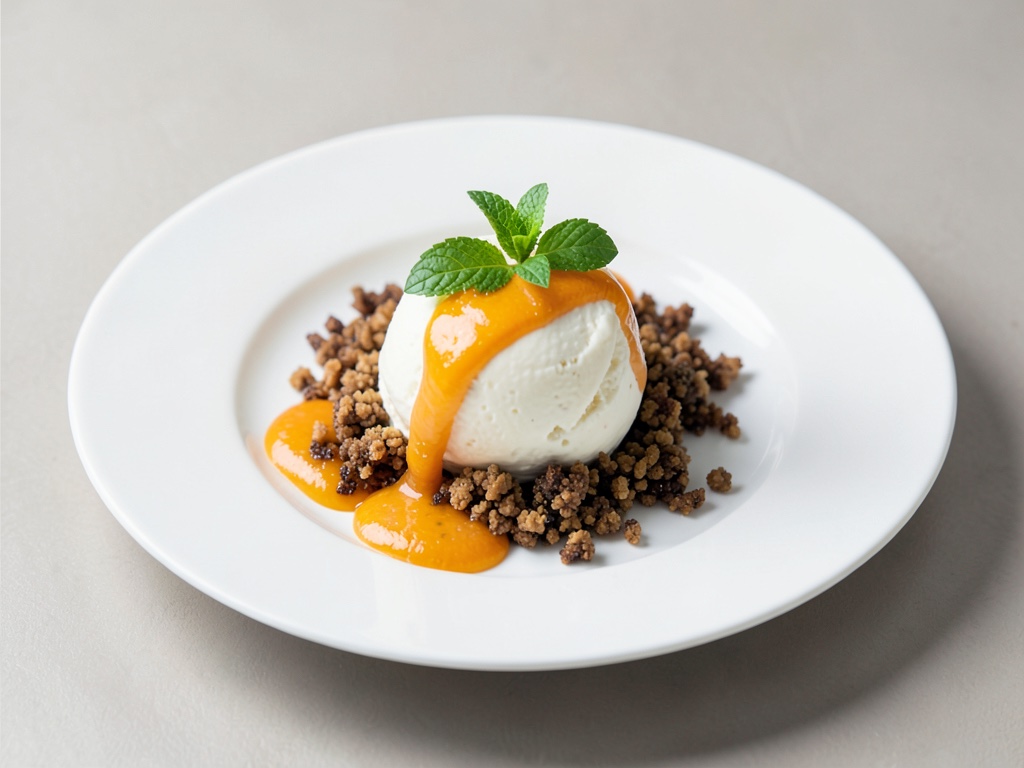Crema al vaniglia vegana con salsa alle mandarine e crumble di spekulatius