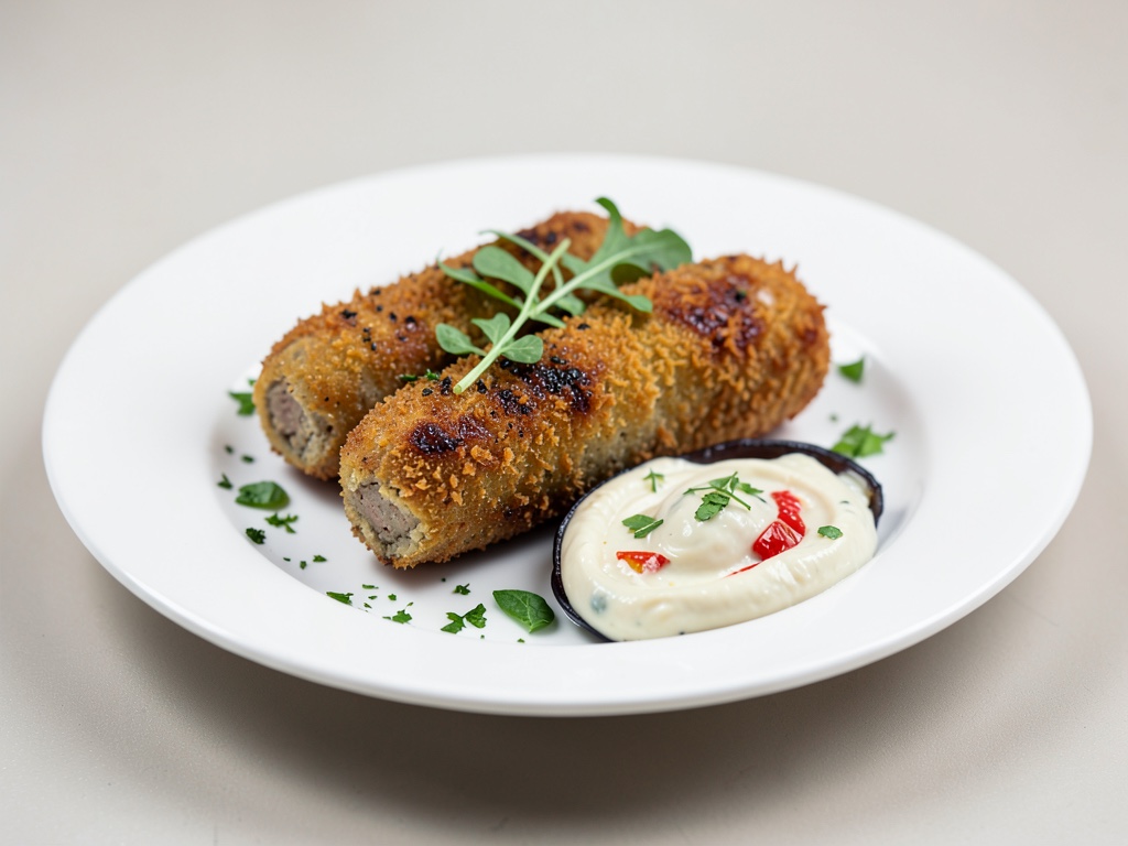 Croquetas veganas de tofu ahumado con dip de berenjena