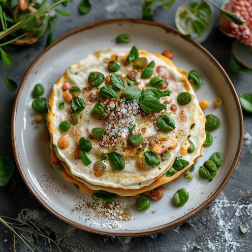 Crêtes végétales aux pois avec garniture de champignons