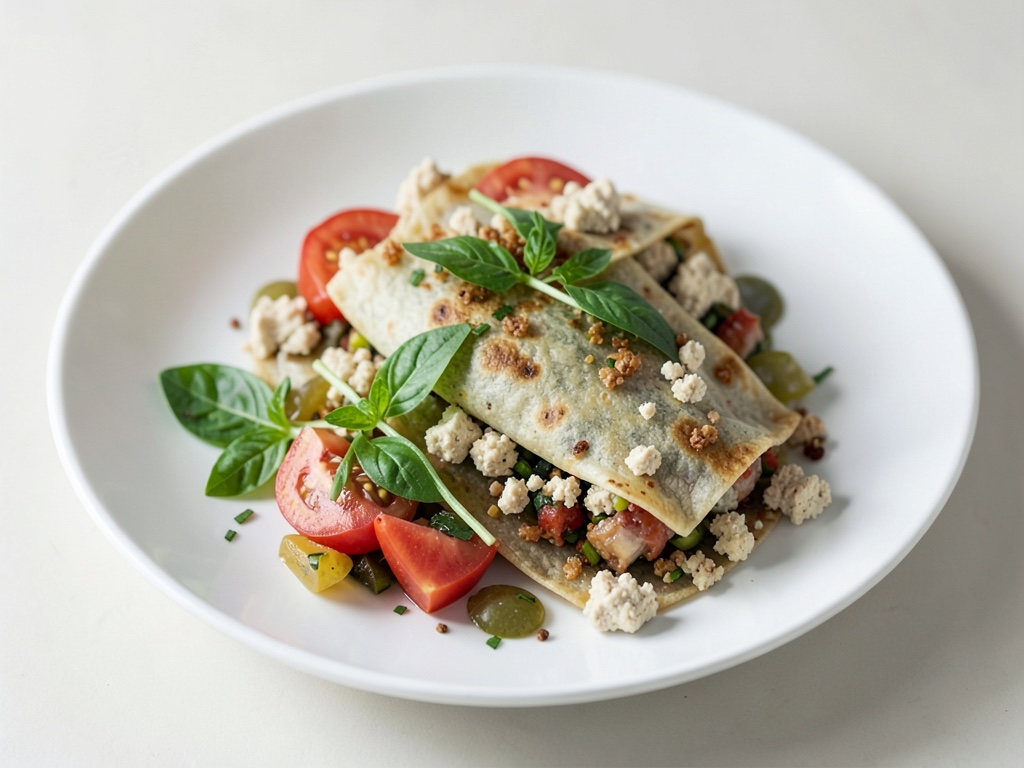 Tortillas veganas para el desayuno con tofu desmenuzado