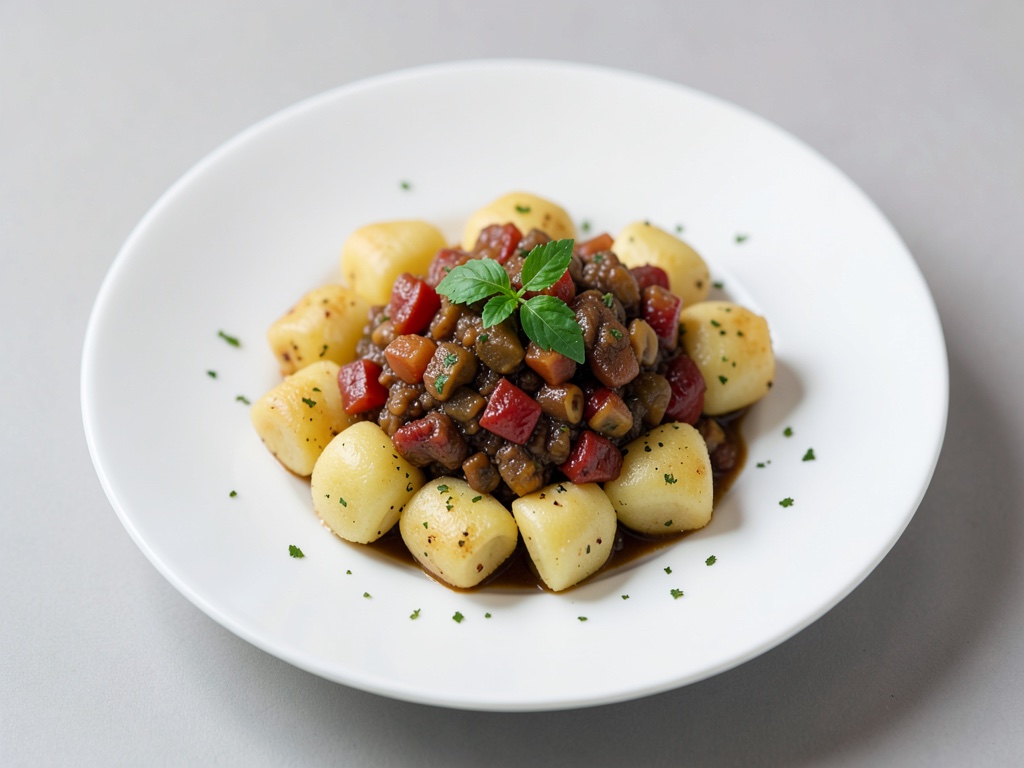Gnocchi vegani con caponata siciliana