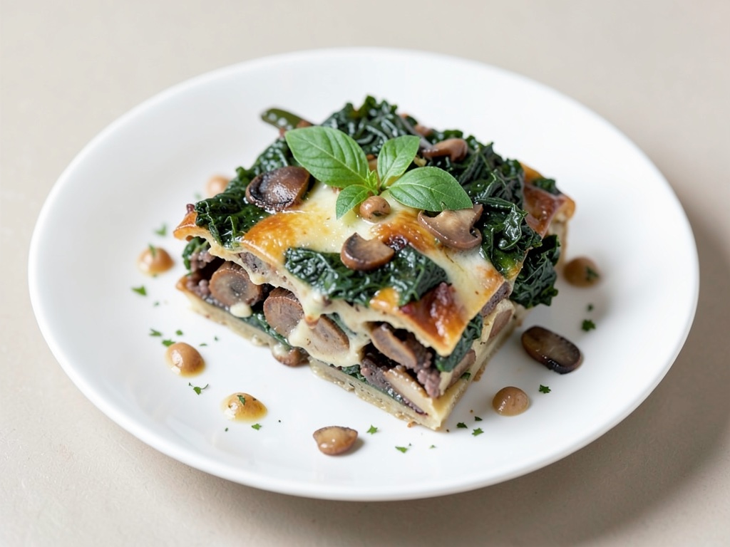Vegane Grünkohl-Lasagne mit Champignons
