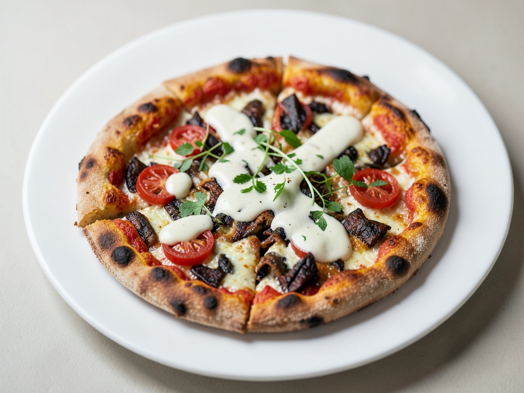 Pizza Gyro vegana con salsa all'aglio