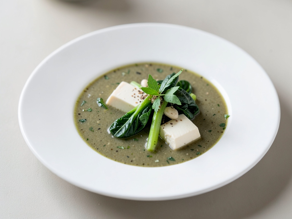 Sopa vegana de miso con pak choi y tofu